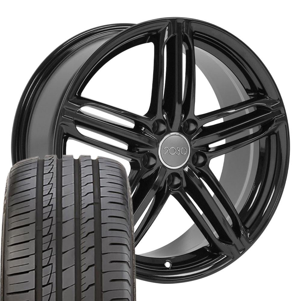 18 inch Black Wheels & 245/40ZR18 Tires SET Fit Audi A4, A6 18 inch Black Wheels & 245/40ZR18 Tires SET Fit Audi A4, A6