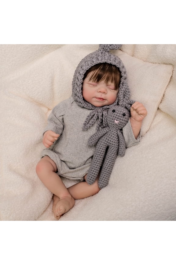 18 inch Boy Lifelike Reborn Baby Dolls Cloth Body, Realistic Baby Doll Sweet Sleeping Preemie Real Life Baby Dolls with Accessories for Kids Age 3+