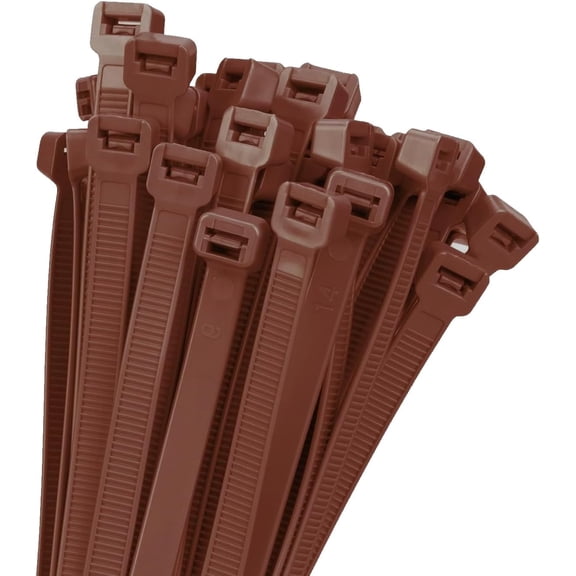 18 inch Brown Heavy Duty Zip Ties Large Cable Tie Wraps UV Resistant, 200 lb Tensile Strength, 100 Pack