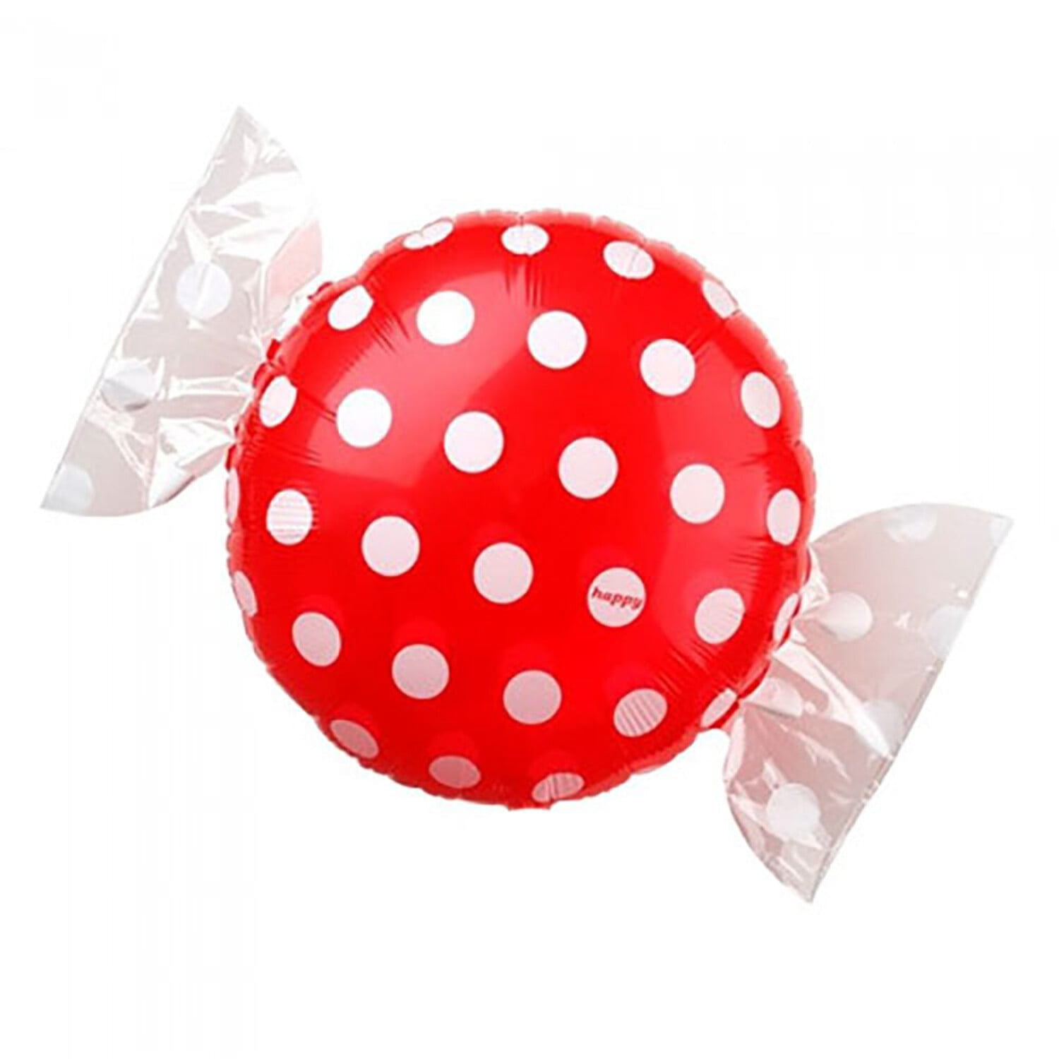 18 inch Candy W/ Wrapper Ends - Red W/ White Polka Dots Foil Mylar ...