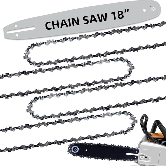 18 inch Chainsaw Chain & Bar Combo, 3/8" LP Pitch, 050" Gauge, 62 Drive Links Fits Poulan, Craftsman, Echo, Homelite, Greenworks and more (4 Chains+ 1 Bar)