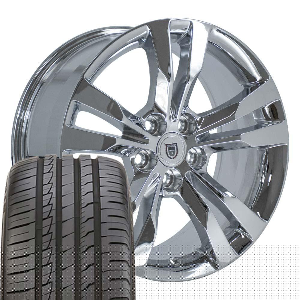 OE Wheels CA15 18 Inch Rims and Tires Fit CTS Style 5x115 18x8.5 Chrome - Hollander 4717 - iMove Gen 2 AS 245/40-18 (Set of 4)