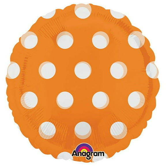 18 inch Circle - Dots Orange Foil Mylar Balloon - Party Supplies Decorations