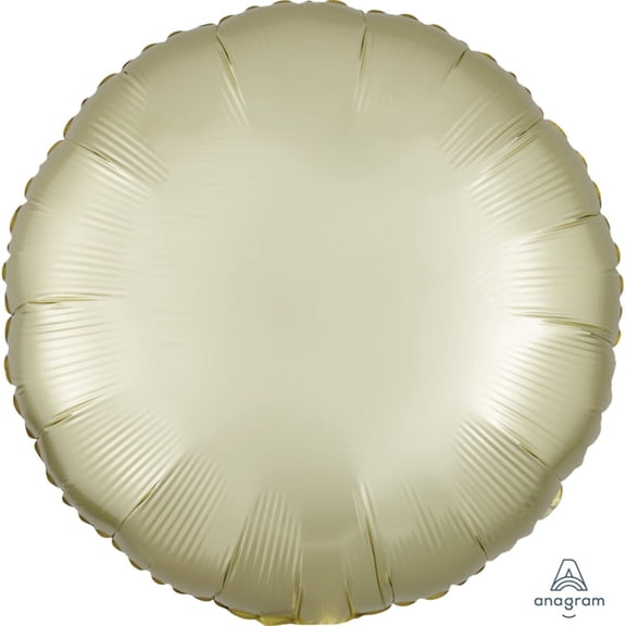 18 inch Circle - Satin Luxe Pastel Yellow Anagram Foil Mylar Balloon - Party Supplies Decorations