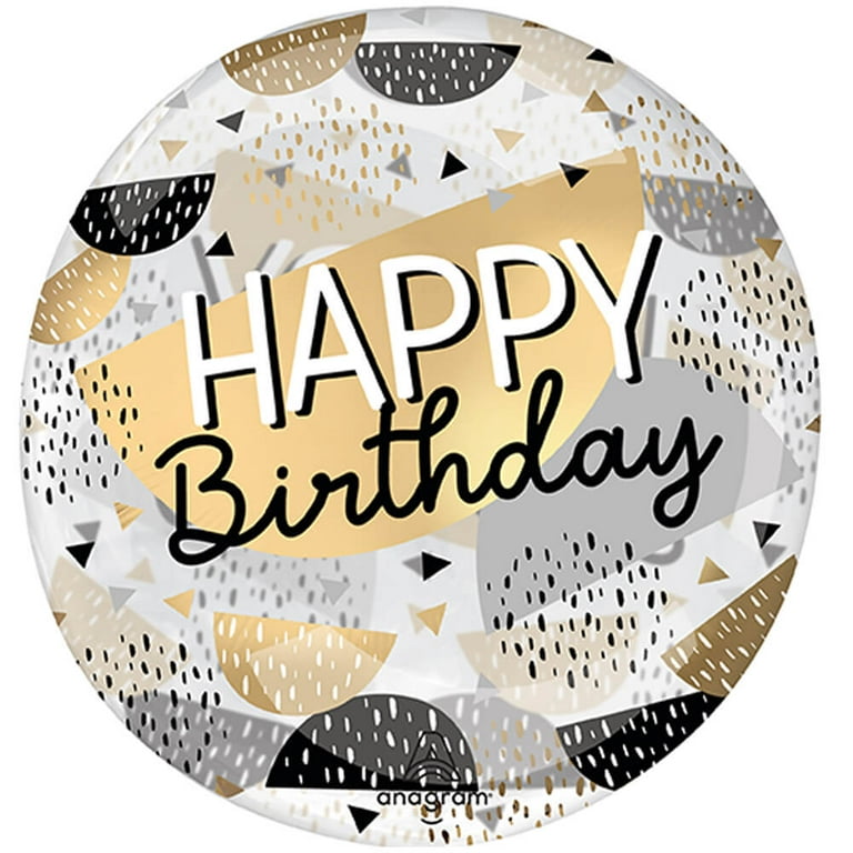 18in Happy Birthday Black/Gold Balloon 18in Happy Birthday Black/Gold Balloon