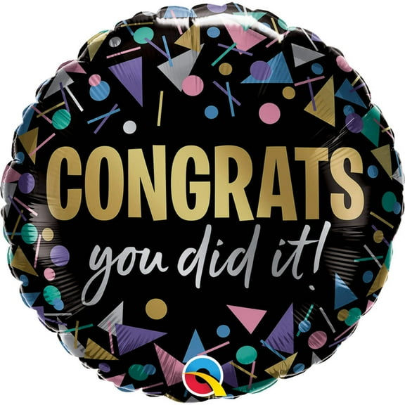 18 inch Congrats You Did It Metallic Qualatex Foil Mylar Balloon - Party Supplies Decorations