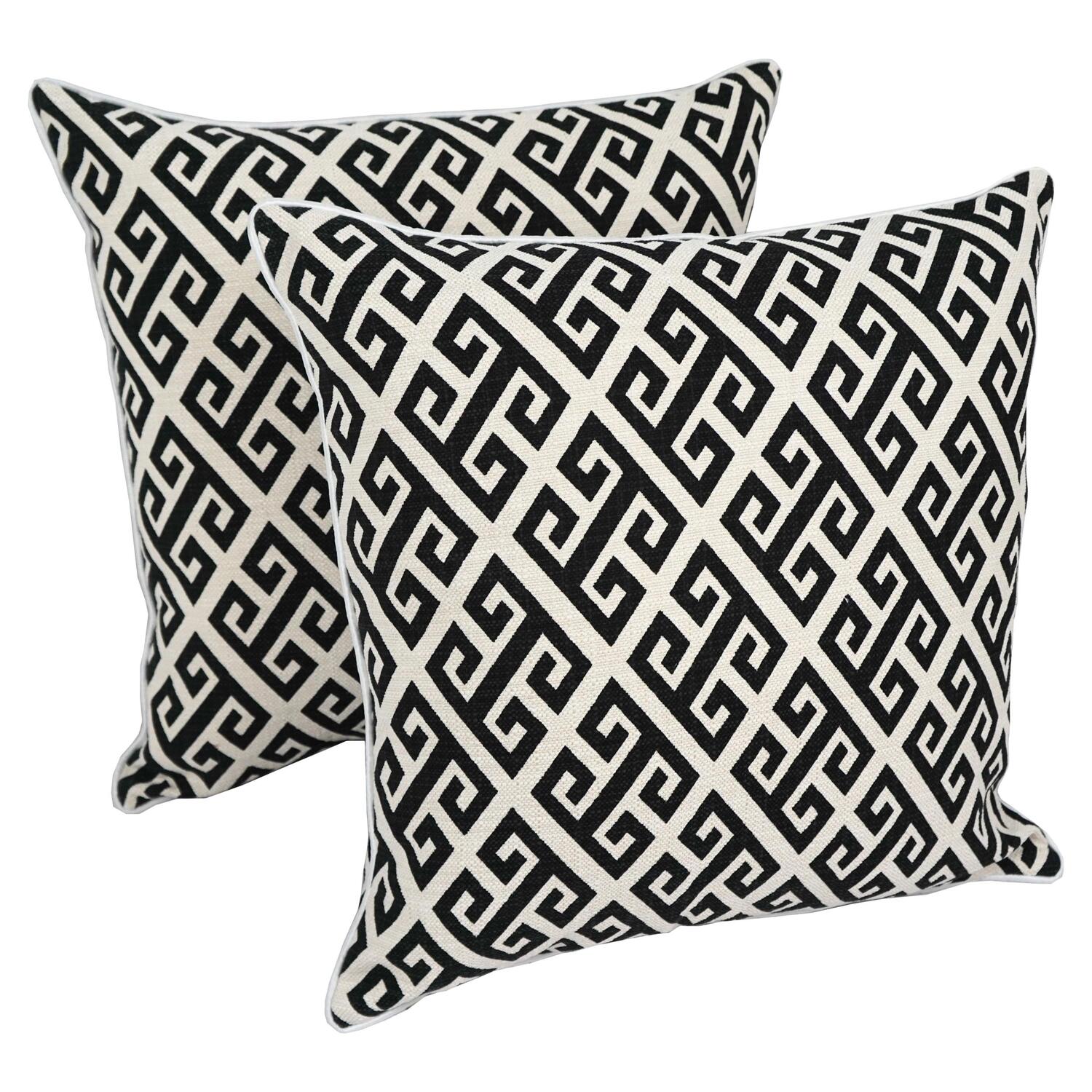 18-inch Corded Throw Pillows with Inserts (Set of 2) - Black and White