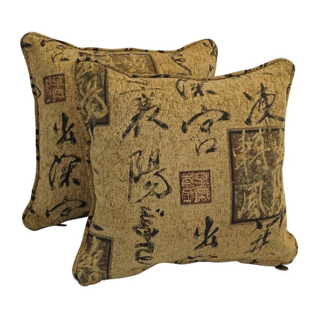 18-inch Double-Corded Patterned Jacquard Chenille Square Throw Pillows (Set of 2)