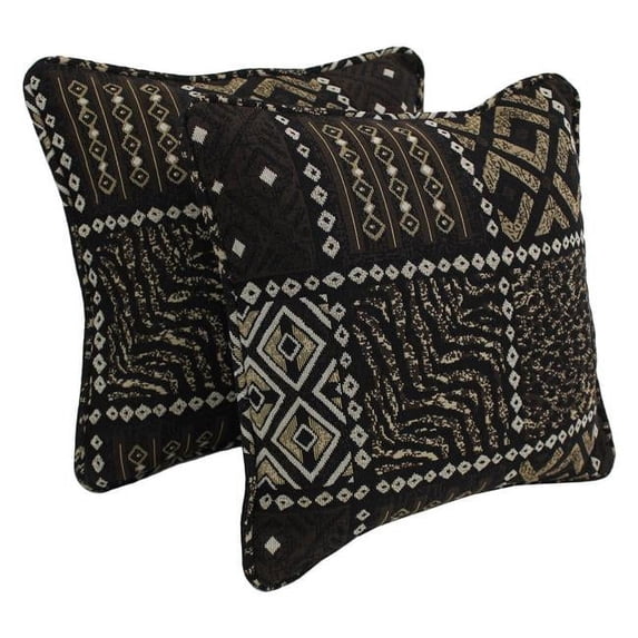 18-inch Double-corded Patterned Tapestry Square Throw Pillows with Inserts (Set of 2)
