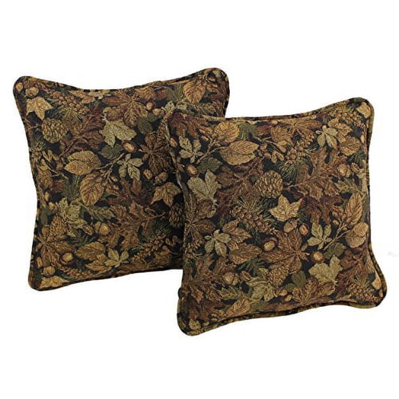 18-inch Double-corded Patterned Tapestry Square Throw Pillows with Inserts (Set of 2)