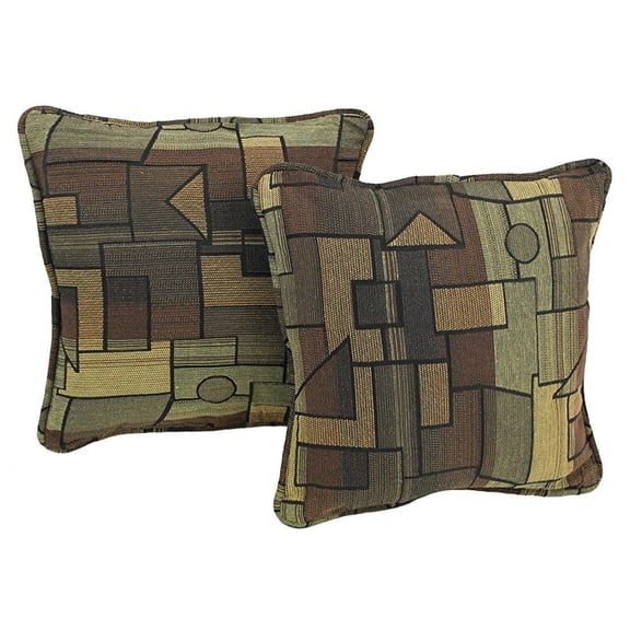 Blazing Needles Patterned Tapestry Double-Corded Square Throw Pillows with Inserts (Set of 2), 18", Hypotenuse