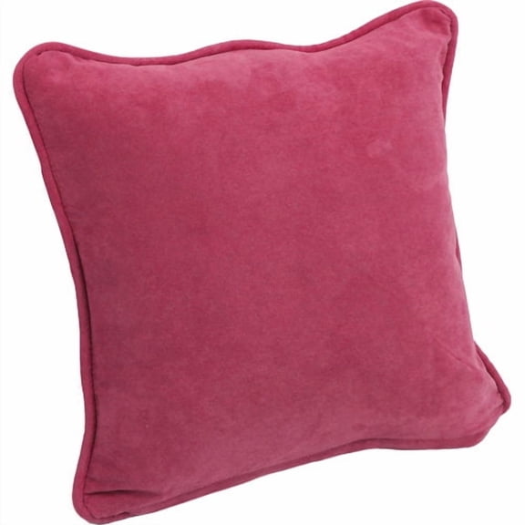 18-inch Double-corded Solid Microsuede Square Throw Pillows with Inserts (Set of 2) - Bery Berry