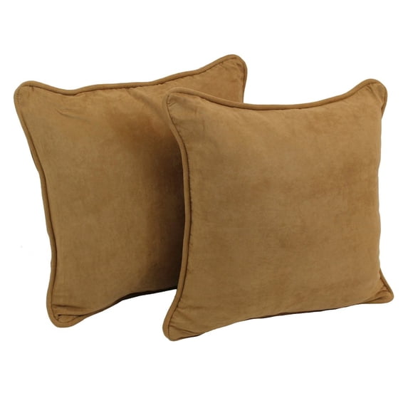 18-inch Double-corded Solid Microsuede Square Throw Pillows with Inserts (Set of 2) - Camel