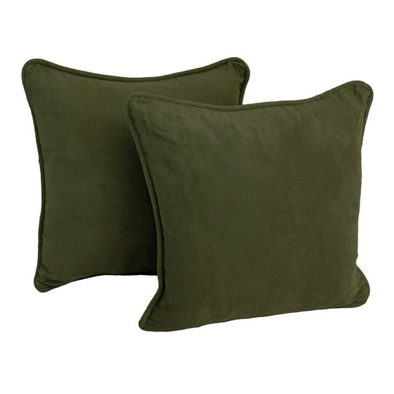 Blazing Needles Solid Microsuede Double-Corded Square Throw Pillows with Inserts (Set of 2), 18", Hunter Green