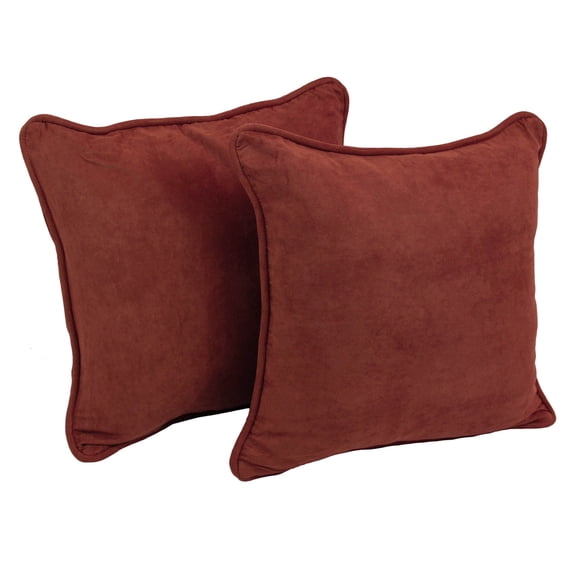 18-inch Double-corded Solid Microsuede Square Throw Pillows with Inserts (Set of 2) - Red Wine