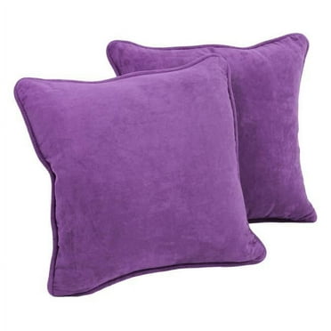 18-inch Double-corded Solid Microsuede Square Throw Pillows with Inserts (Set of 2), Ultra Violet