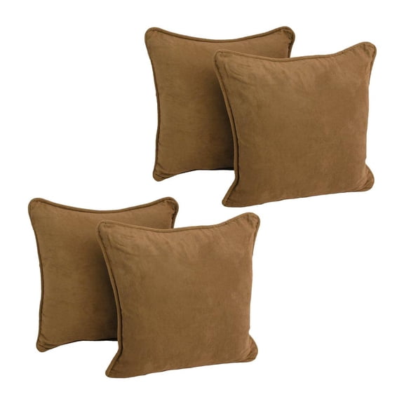 Blazing Needles 18-inch Double-corded Solid Microsuede Square Throw Pillows with Inserts (Set of 4) 9810-CD-S4-MS-SB