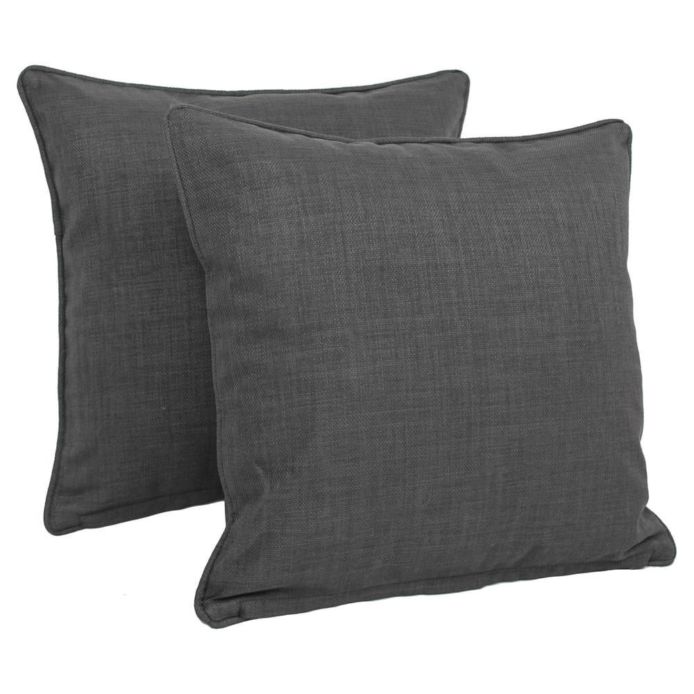 18-inch Double-corded Solid Outdoor Spun Polyester Square Throw Pillows with Inserts (Set of 2), Cool Gray