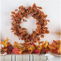 Scidweet Fall Wreaths for Front Door, 18" Artificial Eucalyptus Leaves Autumn Wreaths Modern Farmhouse Fall Decoration for Home