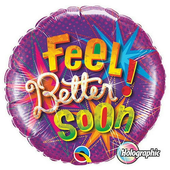 18 inch Feel Better Soon Star Bursts Foil Mylar Balloon - Party Supplies Decorations