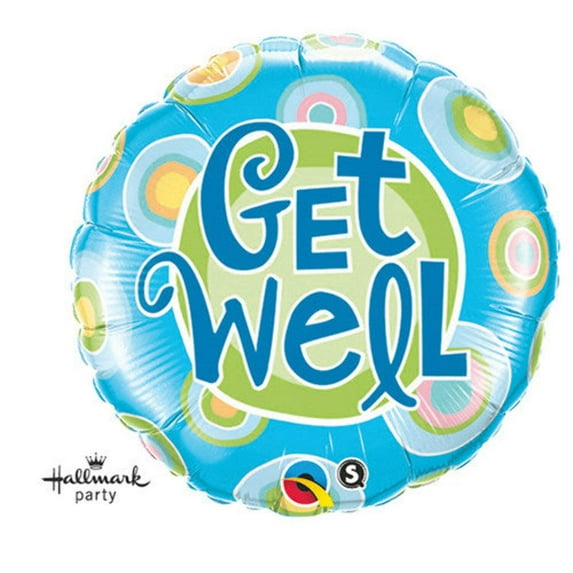 18 inch Get Well Blue Dots Foil Mylar Balloon - Party Supplies Decorations