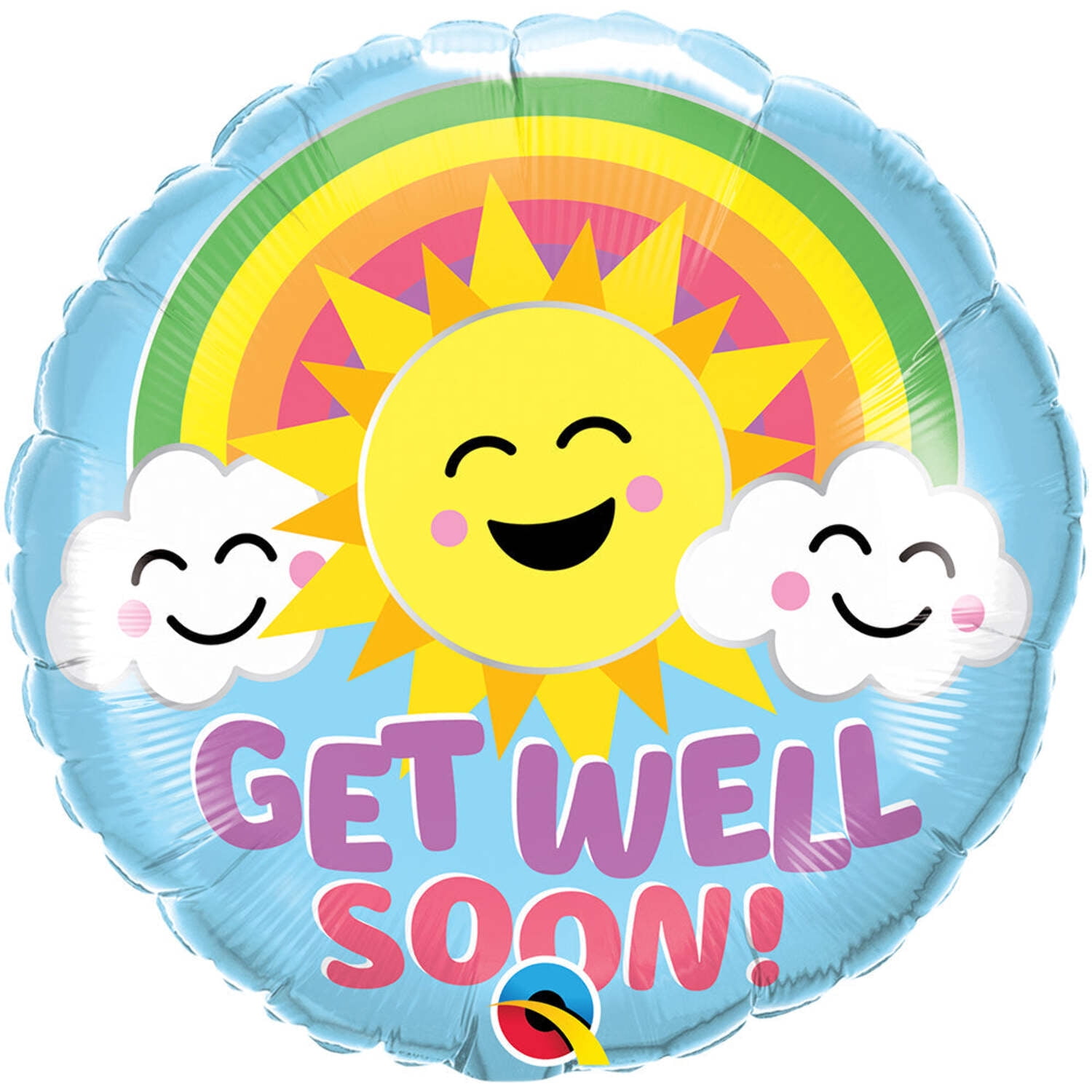18 inch Get Well Soon Sunny Smiles Qualatex Foil Mylar Balloon - Party Supplies Decorations