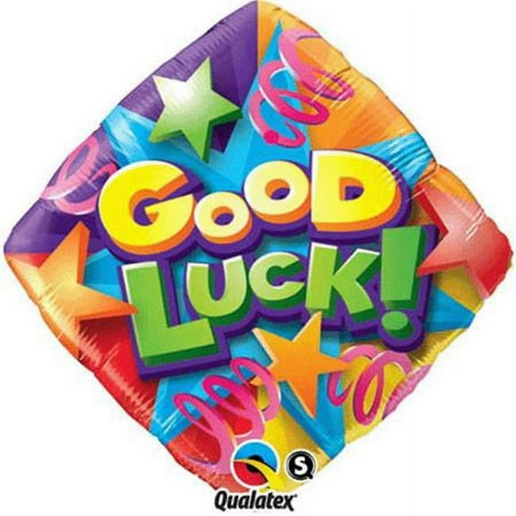 18 inch Good Luck Stars & Streamers Qualatex Foil Mylar Balloon - Party Supplies Decorations