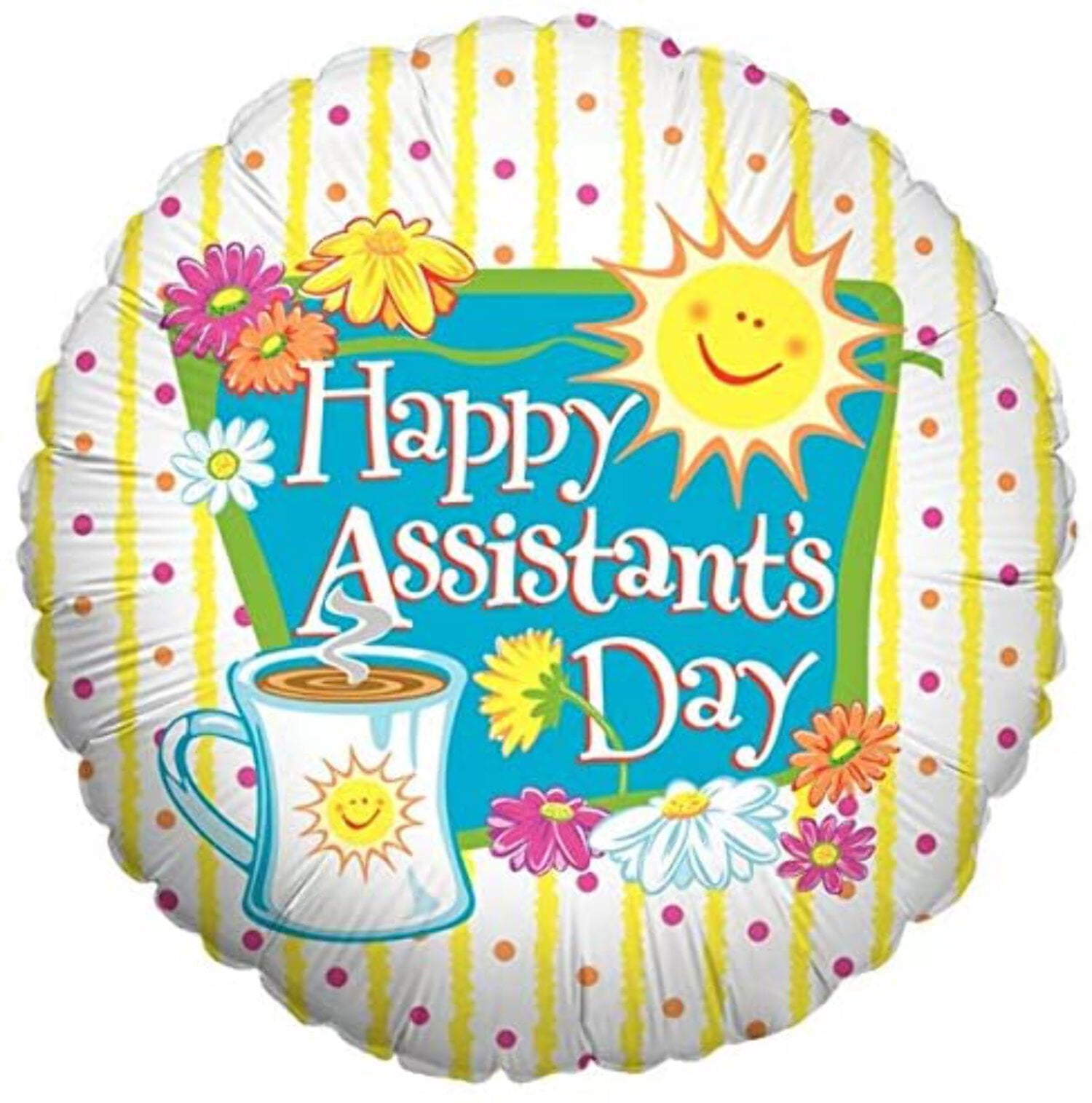 18 inch Happy Assistant'S Day Sun And Coffee Foil Mylar Balloon - Party ...
