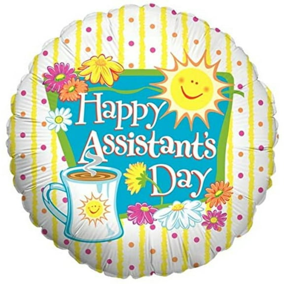 18 inch Happy Assistant'S Day Sun And Coffee Foil Mylar Balloon - Party Supplies Decorations