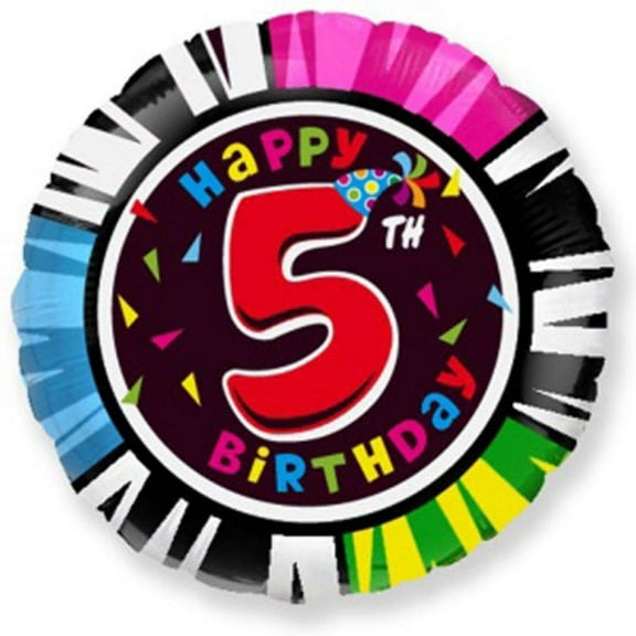 18 inch Happy Birthday - Five Foil Mylar Balloon - Party Supplies Decorations