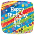 thumbnail image 1 of 18 inch Happy Birthday From All Of Us Foil Mylar Balloon - Party Supplies Decorations, 1 of 1