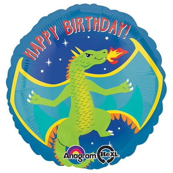 18 inch Happy Dragon Happy Birthday Anagram Foil Mylar Balloon - Party Supplies Decorations