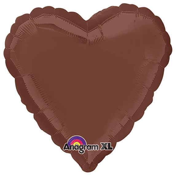 18 inch Heart - Chocolate Brown Foil Mylar Balloon - Party Supplies Decorations