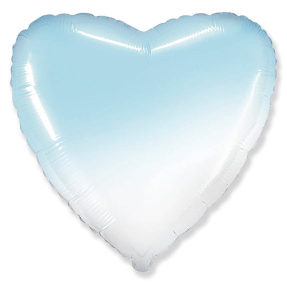 18 inch Heart - Gradient Baby Blue Foil Mylar Balloon - Party Supplies Decorations
