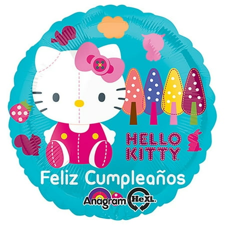 18 inch Hello Kitty Feliz Cumpleanos Foil Mylar Balloon - Party Supplies Decorations