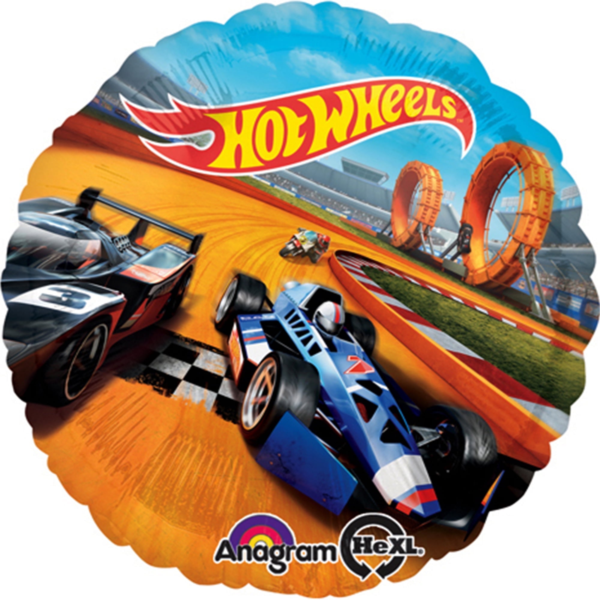 MAYFLOWER DISTRIBUTING Anagram Hot Wheels 18 Inch Foil Mylar Multicolor Balloon, 1 Count