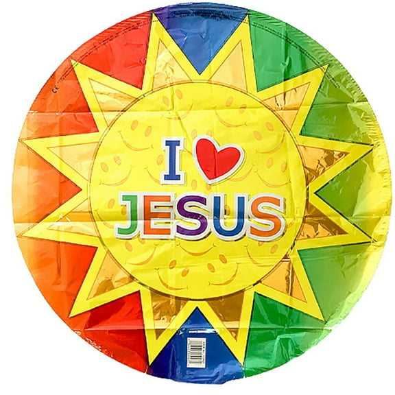 18 inch I (Heart) Jesus Sun Foil Mylar Balloon - Party Supplies Decorations