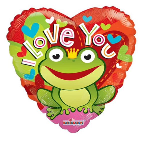 18 inch I Love You Frog Heart Foil Mylar Balloon - Party Supplies Decorations
