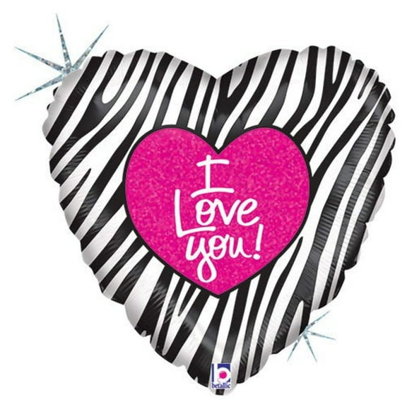 18 inch I Love Zebra Foil Mylar Balloon - Party Supplies Decorations