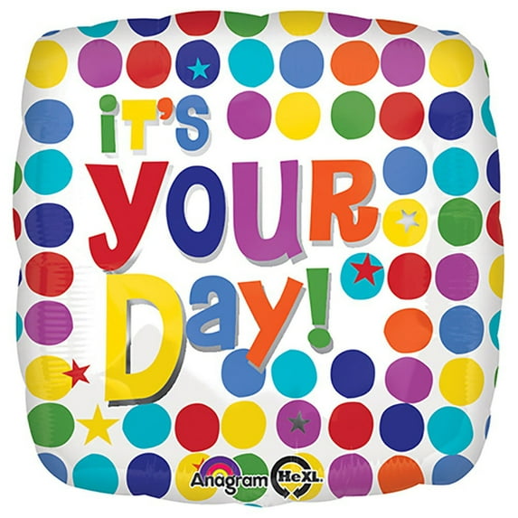 18 inch It's Your Day Multi Dots Foil Mylar Balloon - Party Supplies Decorations