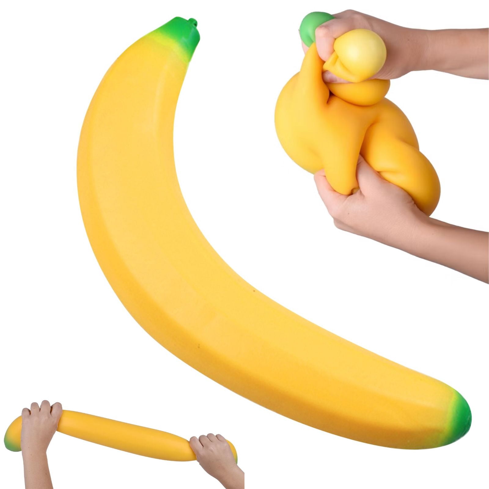 18 inch Jumbo Squeeezy Banana , Slow Rebound Giant Banana Squishy Stress Relief Fidget Toy, Large Size Squeeze Decompression Toy for Kids Adults