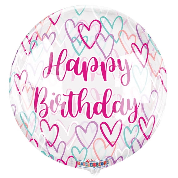 18 inch Kaleidoscope Birthday Hearts Gelliball Plastic Balloons - Party Supplies Decorations