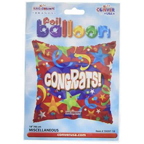 18 inch Kaleidoscope Congrats Stars & Streamers Foil Mylar Balloon - Party Supplies Decorations