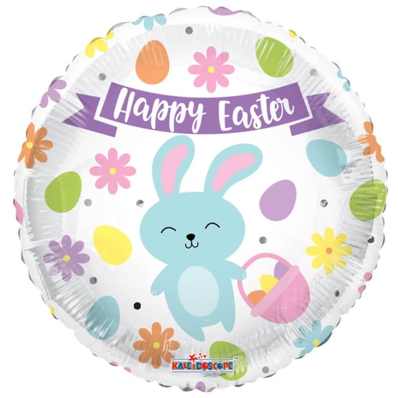 18 inch Kaleidoscope Easter Bunny And Eggs Foil Mylar Balloon - Party Supplies Decorations