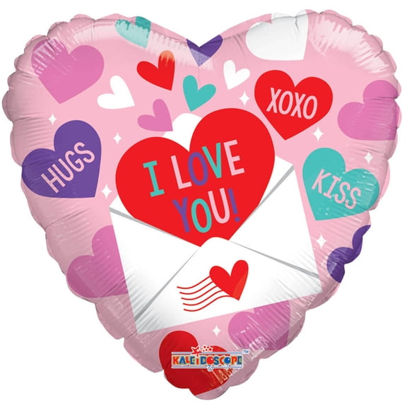 18 inch Kaleidoscope Envelope And Hearts Gellibean Heart Plastic Balloons - Party Supplies Decorations