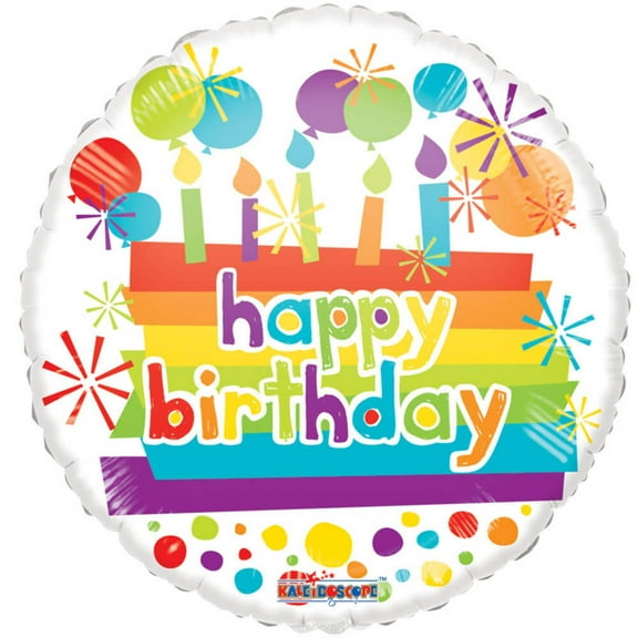18 inch Kaleidoscope Happy Birthday Candles Gellibean Plastic Balloons - Party Supplies Decorations