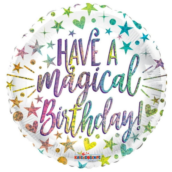 18 inch Kaleidoscope Have A Magical Birthday Rainbow Holographic Foil Mylar Balloon - Party Supplies Decorations