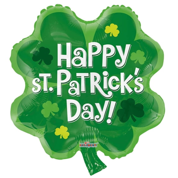 18 inch Kaleidoscope Saint Patrick's Shamrock Shape Foil Mylar Balloon - Party Supplies Decorations