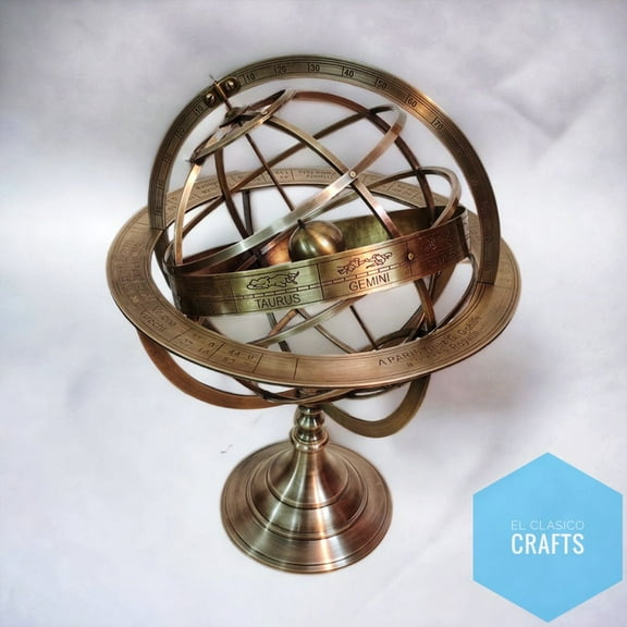 18" inch Large Fully antique finish Brass Armillary Sphere Engraved Nautical Astrolabe World Globes Christmas gift home decor