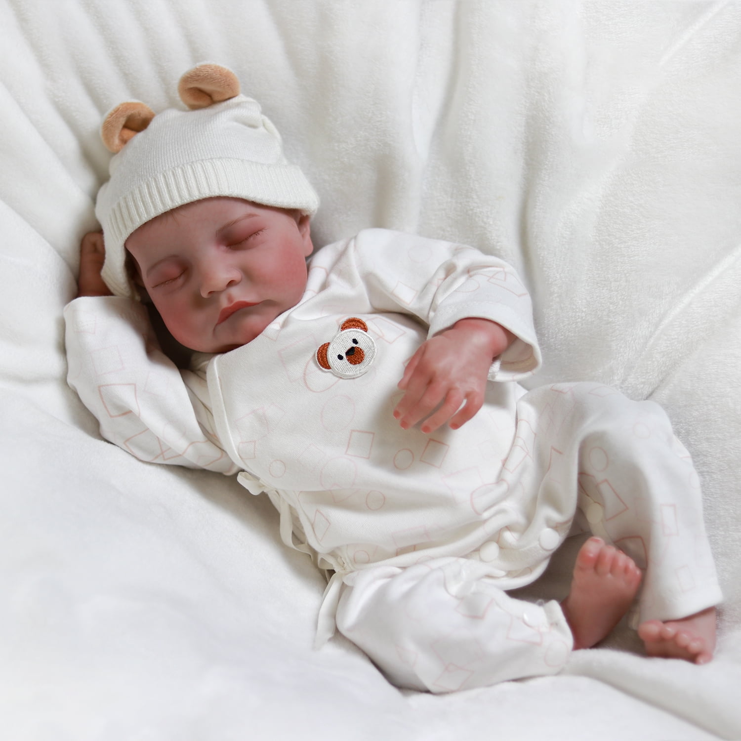18 inch Lifelike Reborn Girl Doll Vinyl Realistic Newborn Sleeping Girl Soft Cloth Body Dolls Gift